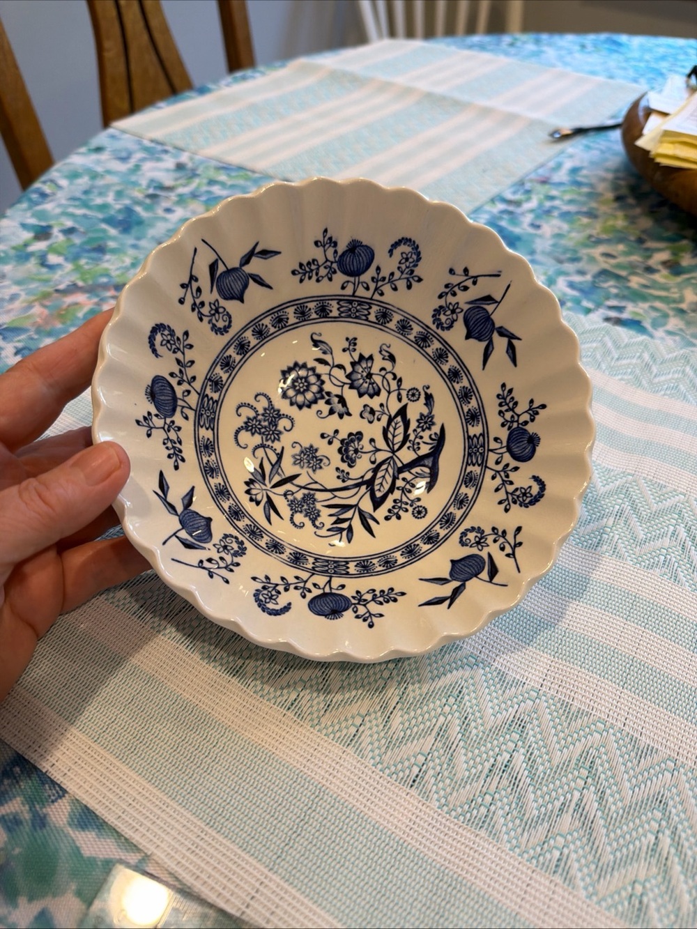 J&G MEAKIN Blue Nordic Classic Blue and White Floral Scalloped Ceramic Bowl 6.5